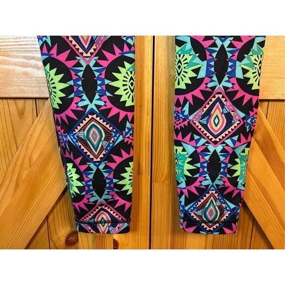 Fila Sport Neon Geometric Printed Full Length Running Leggings Active Small (489 - Picture 5 of 7